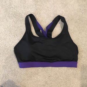 Black and purple sports bra